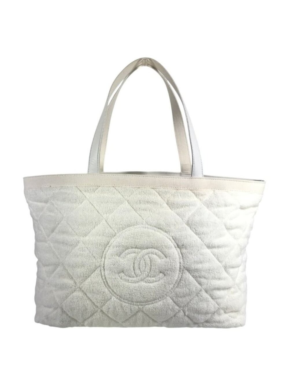 Chanel Shoulder Bag CC Logo Cotton White